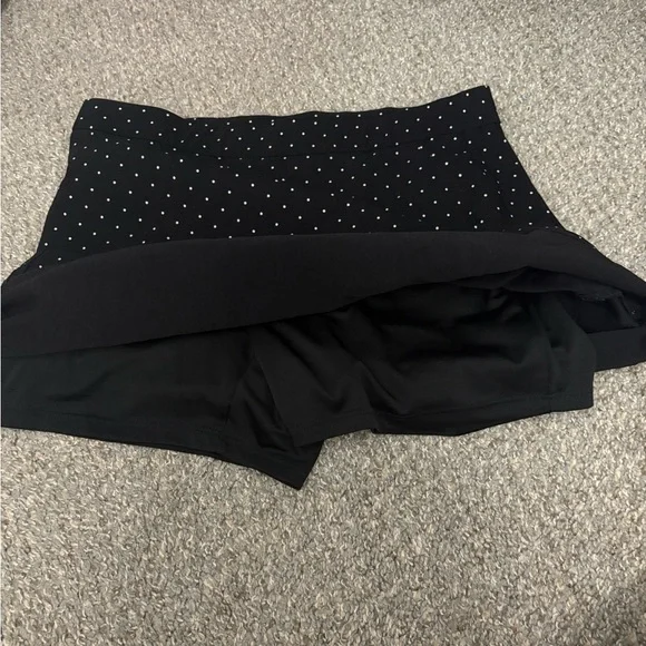 Black A-Line Mini Skirt with Slit - Picture 2 of 3